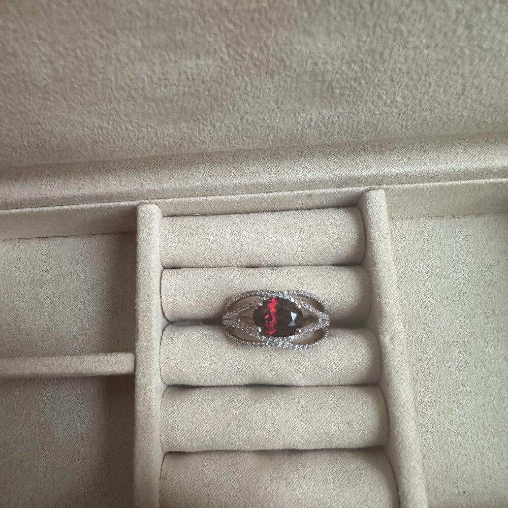 Natural Garnet and Diamond Ring